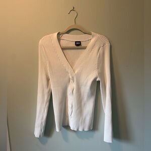 INC White Ribbed Cardigan